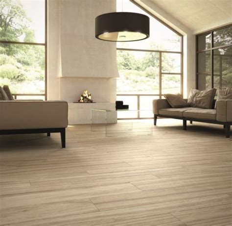 Wood-effect porcelain tile in the living room - Decoist