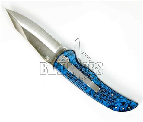 Hunter, Dual Action Automatic Knife, Blue Handle, Hidden Release, Part ...