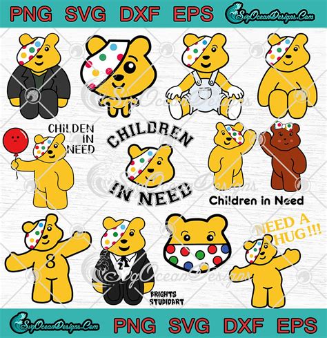 Pudsey Bear Children In Need 2022 SVG, Pudsey Bear Bundle SVG PNG EPS ...