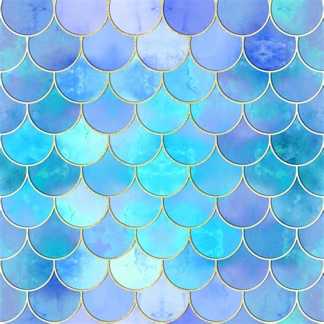 Buy 'Aqua Pearlescent & Gold Mermaid Scale Pattern' by tanyadraws as a ...