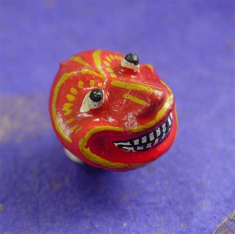 Vintage Halloween Button stud BIZARRE Goblin pumpkin face with teeth ...