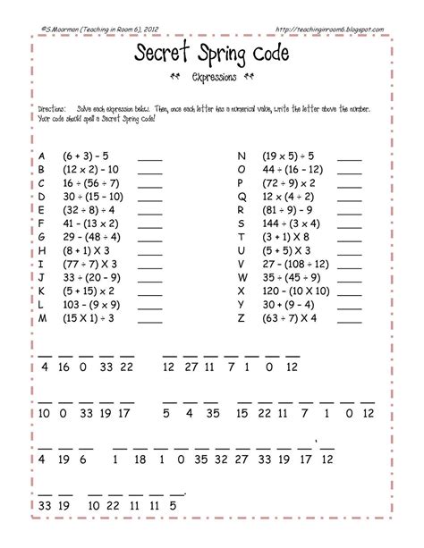 Free SPRING themed order of operations review sheet. Quick, fun, and ...