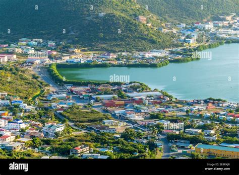 The Caribbean island of St.Maarten landscape and Cityscape. The French ...