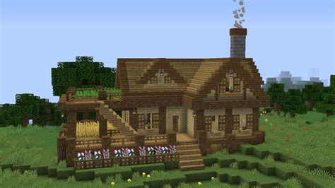 A "small" wooden house with crops, great for a starter base ! (I built ...