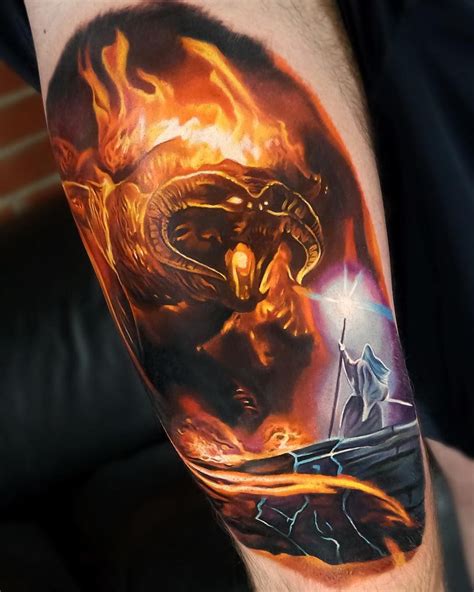 Gandalf vs The Balrog by tattoo Jordan Croke | Lord of the rings tattoo ...