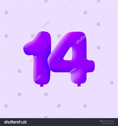 Purple 3d Number 14 Balloon Realistic Stock Vector (Royalty Free ...