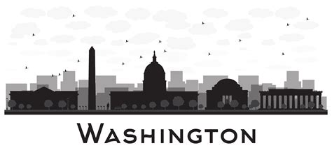 Washington dc city skyline black and white silhouette 5697071 Vector ...