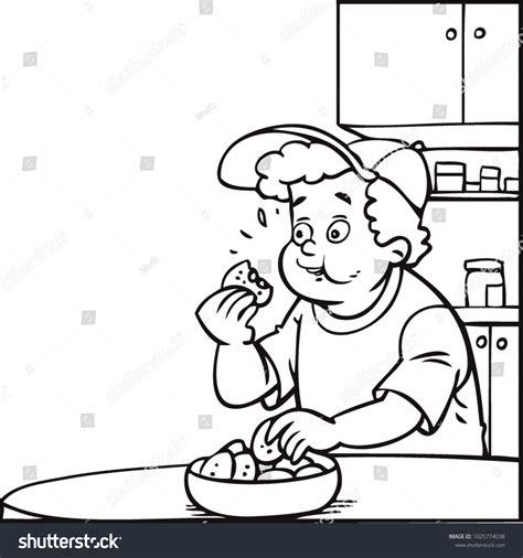 Boy Eating Cookie Stock Vector (Royalty Free) 1025774038 | Shutterstock