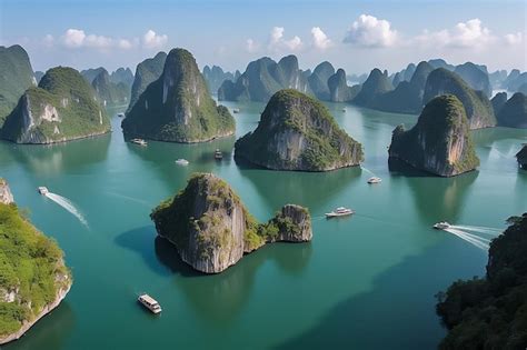 Premium Photo | Ha long bay unique limestone rock islands and karst ...