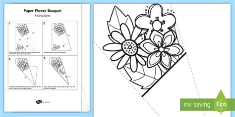 Paper Flower Bouquet Coloring Activity - Paper Flower Bouquet Coloring