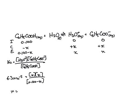 SOLVED: The acid-dissociation constant for benzoic acid (C6H5COOH) is 6 ...