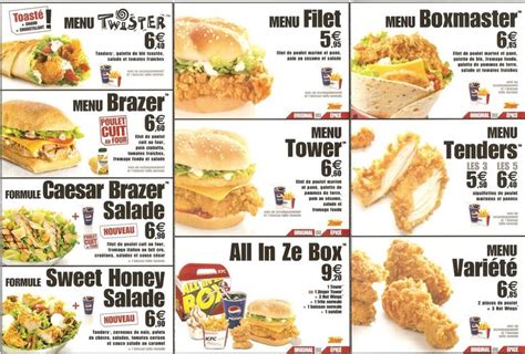 Kfc Printable Menu Pdf