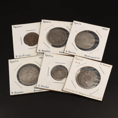 Collection of Six Old Spanish Silver and Copper Coins | EBTH