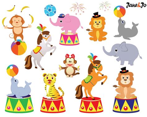 Circus Animals Clipart, Circus Show Clipart Personal and Commercial use ...