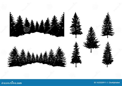 Pine Tree Forest Silhouette Clipart Stock Vector - Illustration of ...