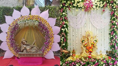 Ganpati Decoration Ideas Part 6 || Ganesh Chaturti Decoration With ...