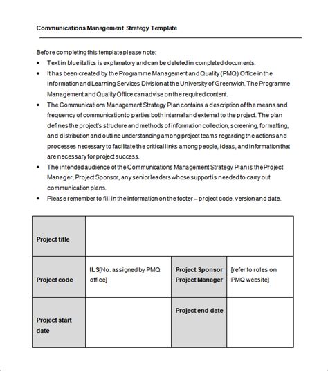 Pmbok Communication Plan Template Word - Image to u