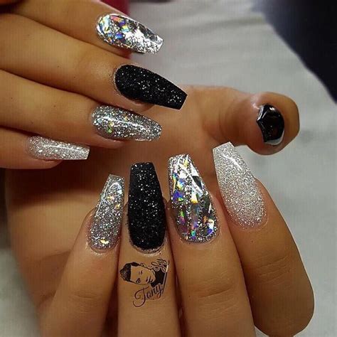 part 2 - diamond glitter, sliver glitter, shimmery black, silver and ...