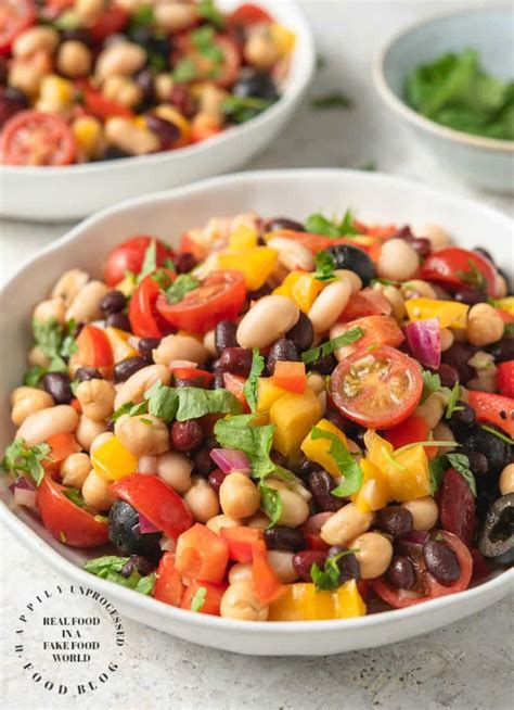 Vibrant Summer Four Bean Salad - Happily Unprocessed