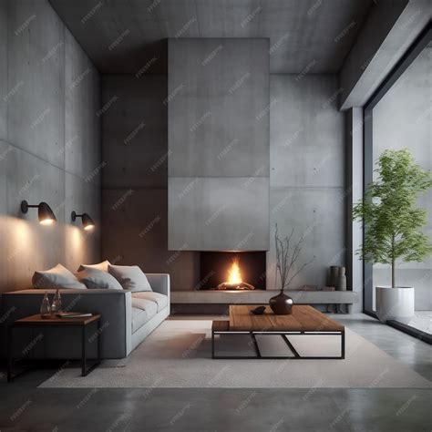 Premium AI Image | Modern living room with fireplace