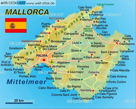 Map of Mallorca (Spain) - Map in the Atlas of the World - World Atlas