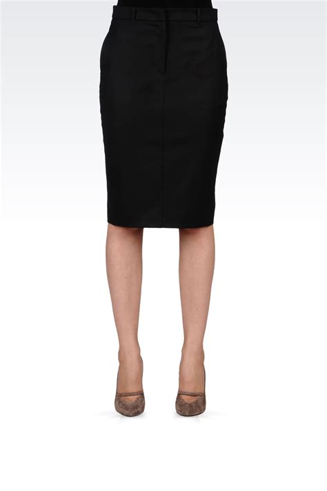 Lyst - Armani Knee Length Skirt in Black