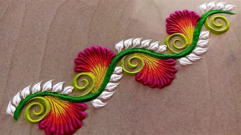 simple border rangoli design. rangoli border design - YouTube