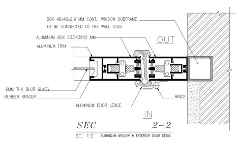 A section view of the 100x210cm door is given in this AutoCAD drawing ...