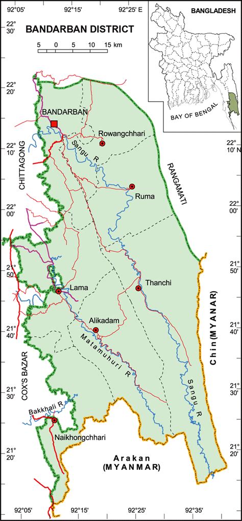 Map of Bandarban district, Bangladesh | Download Scientific Diagram