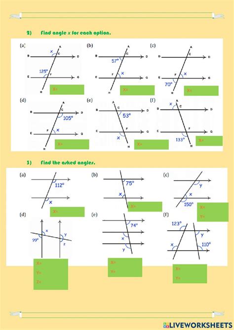 Alternate and Corresponding Angles worksheet | Live Worksheets ...