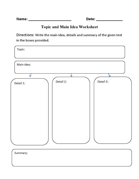 Kindergarten Main Idea Worksheets