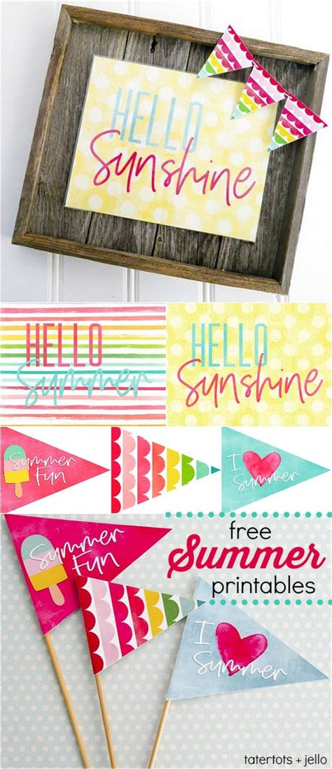 Hello Summer Free Printable Sign, Pennants and More! Free Summer ...