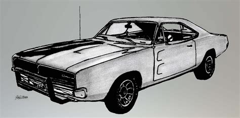 Dodge Charger drawn with pencil, sharpie and digitally touch up with ...