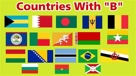 Country Name Starting B With Flag |Letter B Countries Flags - YouTube