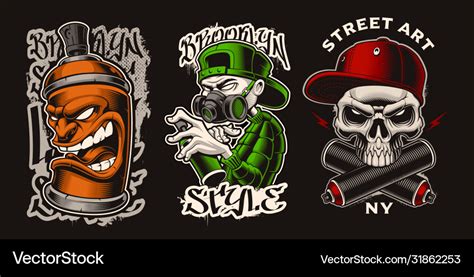 Set with graffiti characters Royalty Free Vector Image