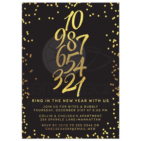 New Year's Eve Party Invitation - Golden Confetti Countdown