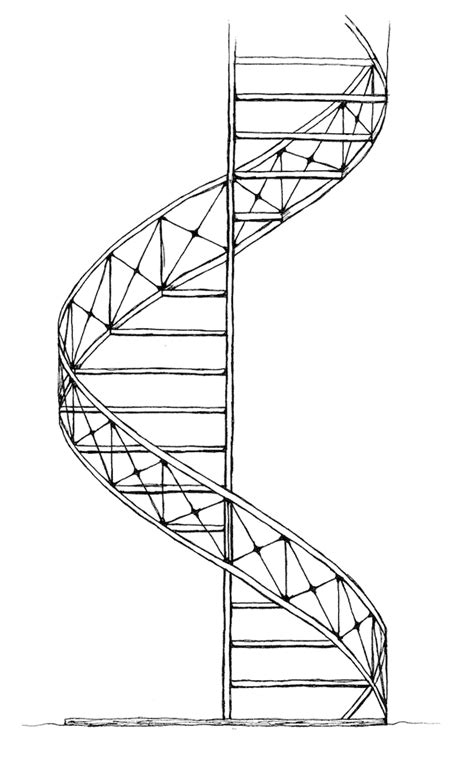 Spiral Stairs Art Drawing in 2024 | Staircase drawing, Stair art, How ...