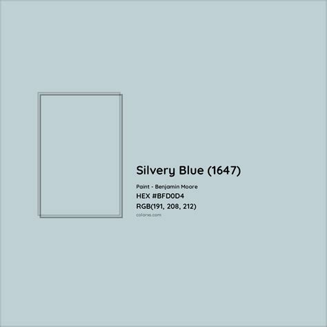 Benjamin Moore Silvery Blue (1647) Paint color codes, similar paints ...