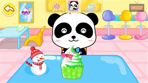 Gấu trúc Panda làm kem đi công viên ăn uống cu lỳ chơi game My Little ...