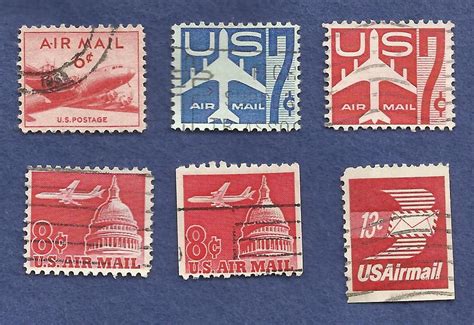 US Airmail Stamp Lot USED (6 Stamps) For Sale