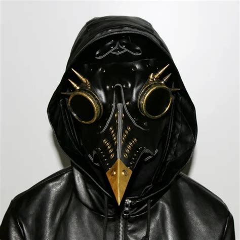 Leather Long Nose Bird Plague Doctor Scary Mask Retro Steampunk Cospaly ...