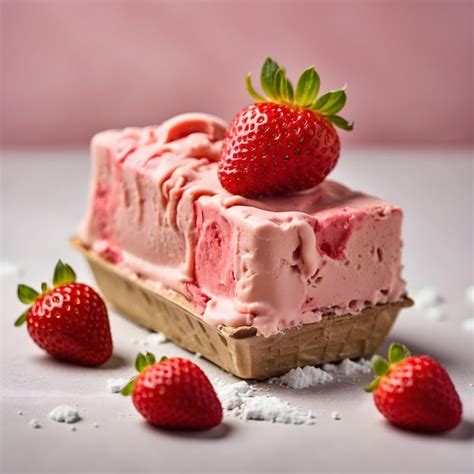 Premium AI Image | Strawberry Ice Cream Bar with Strawberry on Top