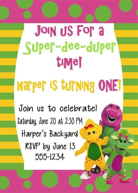 Free Barney Birthday Party Invitations Templates - FREE PRINTABLE TEMPLATES