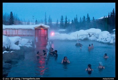 Picture/Photo: Popular outdoor hot springs, winter twilight. Chena Hot ...