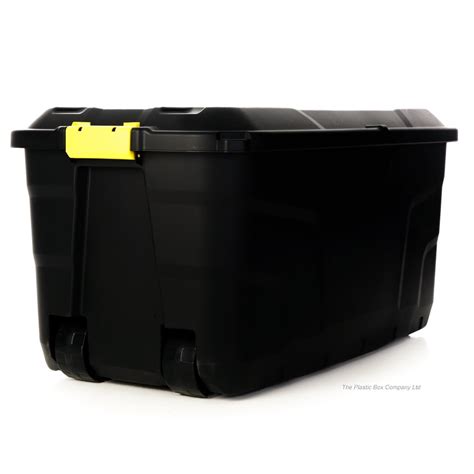 Buy 145lt Extra Large Massive Plastic Box with clip Lid and Wheels