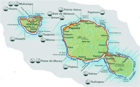 Tahiti and Moorea map - Go Surf