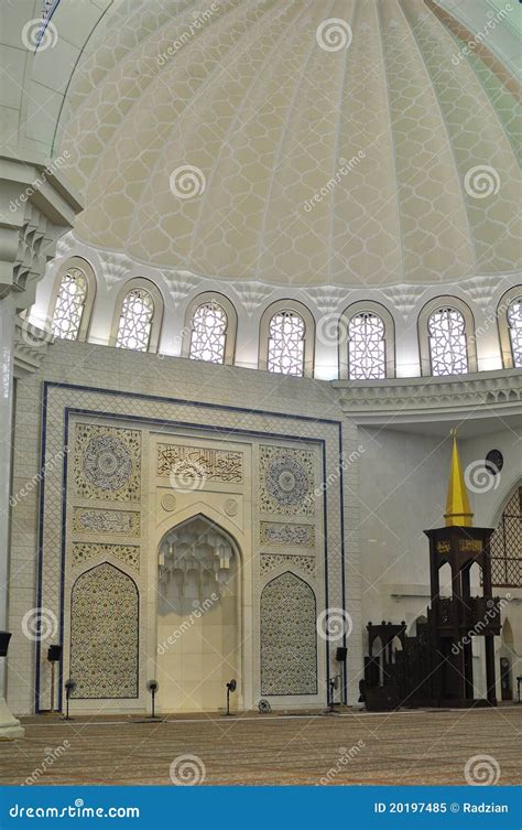 The Beautiful Interior Design Of Wilayah Mosque Stock Image - Image ...