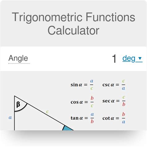 Trig Table Calculator | Elcho Table