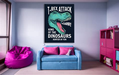 Dinosaur Print T-Rex Dinosaur Poster Dino Canvas Print | Etsy