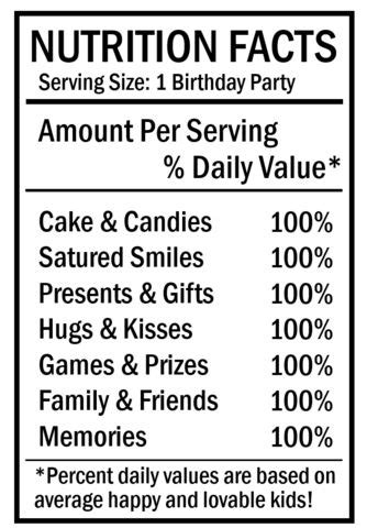 ⭐⭐⭐ FREE Birthday Nutrition Facts Label for Chip Bags ⭐⭐⭐ | Free ...